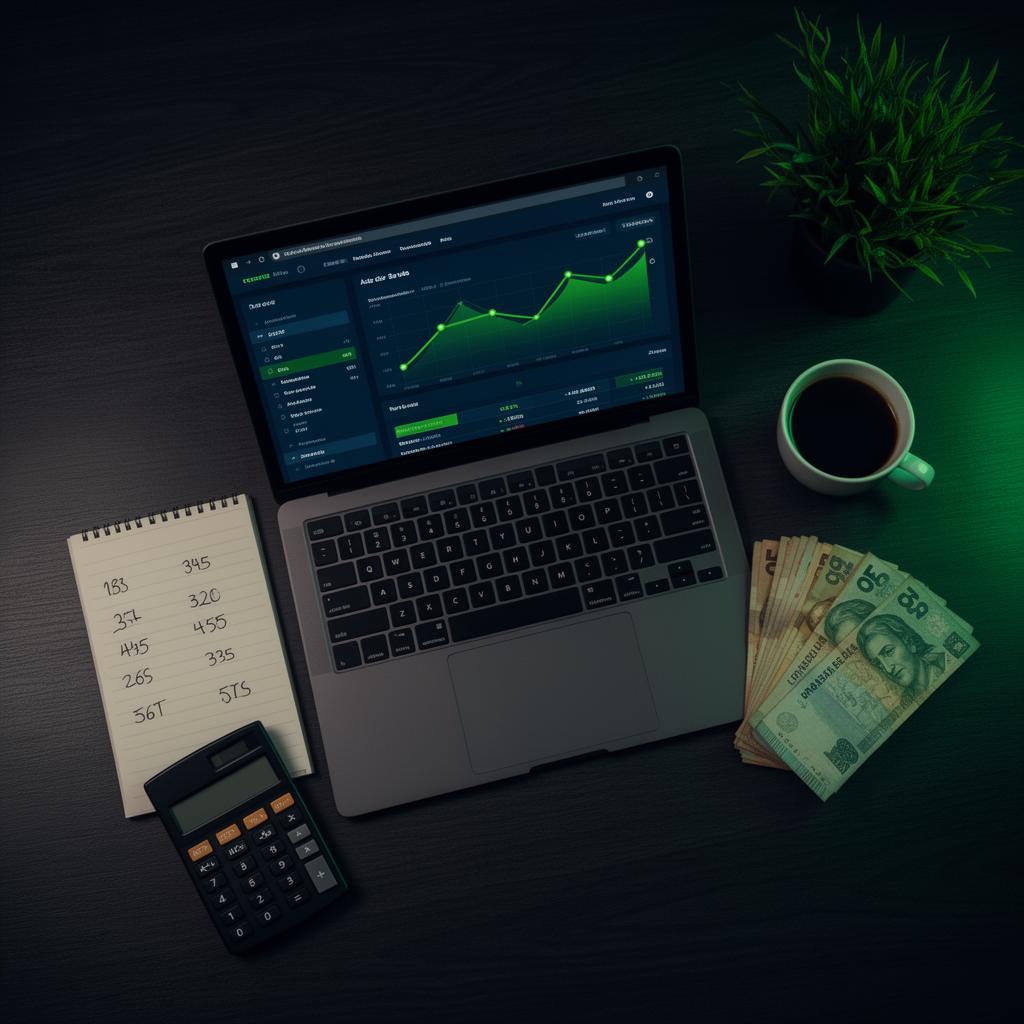 Mesa de trabalho de empresário com painel financeiro